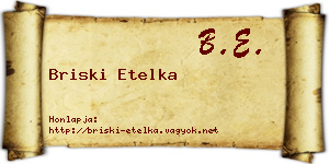 Briski Etelka névjegykártya